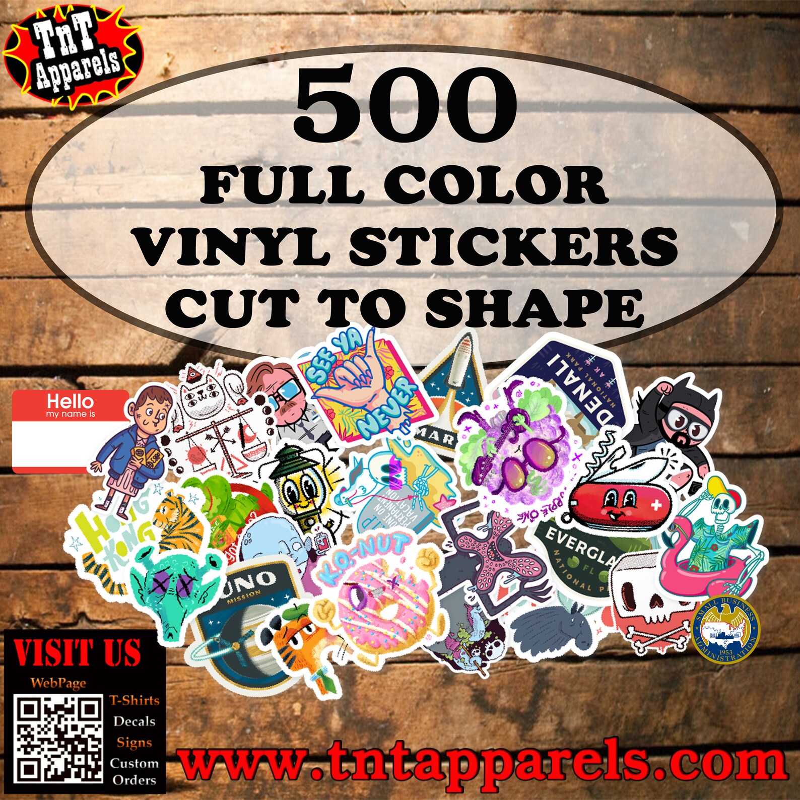 500 Custom Die Cut vinyl sticker decal. We will print your Etsy