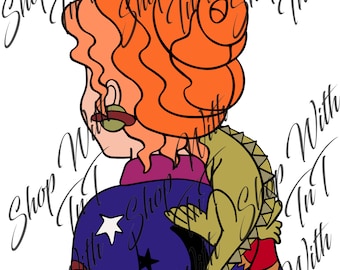 Magic School Bus Miss Frizzle, Get Messy, with words and without, Digital PNG "File Only"