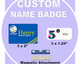 Custom Personalized Full Color Magnetic Name Badge, ID Tag, Staff, Personal Business, Group Event