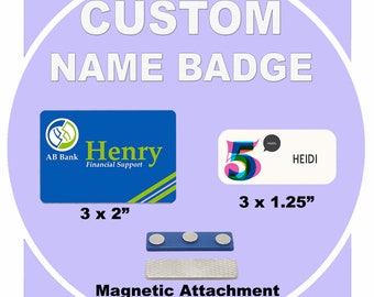 Custom Personalized Full Color Magnetic Name Badge, ID Tag, Staff, Personal Business, Group Event