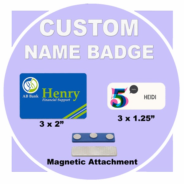 Custom Personalized Full Color Magnetic Name Badge, ID Tag, Staff, Personal Business, Group Event