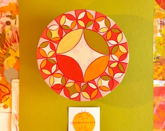 Abstract Circle Painting | 'One More Hour’ | Original Artwork | 5 inch Round | 2025