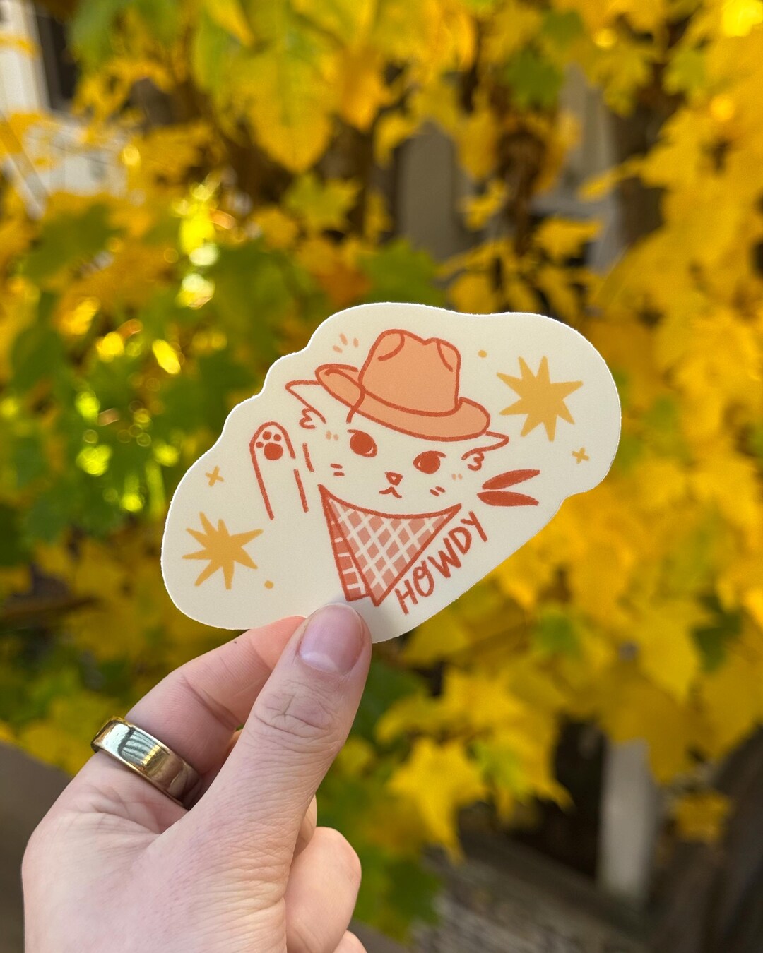 Howdy Cat Jumbo Sticker | Matte - Etsy