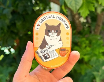 Critical Thinking Cat Sticker | Matte