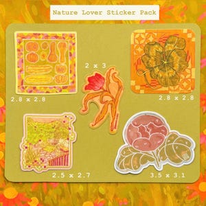 Lot d'autocollants pour amoureux de la nature | Stickers thématiques | Art végétal | Botanique | Autocollants en vinyle | Stickers imperméables | Stickers pour journaux | Autocollants artistiques