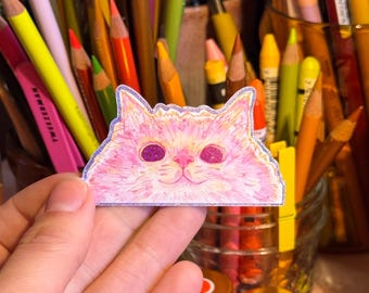 guckende Katze Aufkleber | Glitzer