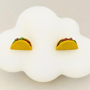 TACO Mini Stud Earrings – Kawaii Mexican Food Jewelry, Cute Taco Tuesday Gift for Foodie, crunchy taco earrings, tomato earrings