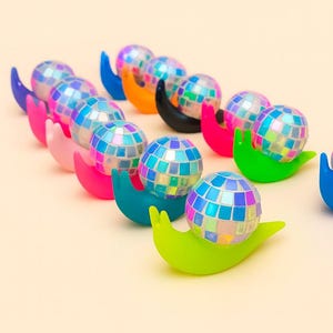 DISCO SNAIL Resin Figurines – Iridescent Disco ball snail | Kawaii Dopamine Decor | Kitsch Home Art | Magnet, Wall Sculpture & Car Vent Clip