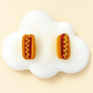 Hot Dog Stud Earrings – Food Jewelry, Kawaii Miniature Hotdog Earrings, Gift for Foodie