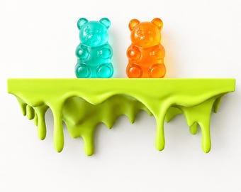 Melting WALL SHELF - Kitschy Drippy Shelf Decor | 3D Printed PLA Wall Art | Dopamine Decor | Funky Pop Art Shelf | Y2K Room Decor
