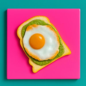 AVOCADO EGG TOAST nostalgic resin wall art 3d sculpture / Realistic fake food / jumbo size / dopamine decor/ kitchen decor/ life size