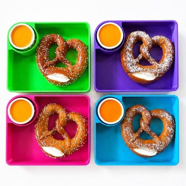 Muurkunst ZACHTE PRETZEL & KAAS | 3D-muurdecoratie eten| Zacht krakelingbeeldhouwwerk| Dopamine-decor, kleurrijke pop-art| Unieke keukenkunst
