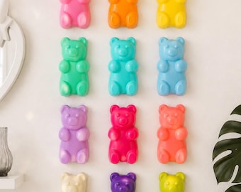 GUMMY BEAR Resin Figurines – 3D Kawaii Candy Sculptures | Dopamine Decor Magnets & Car Vent Clips | Retro Kitsch Wall Art in 60+ Colors