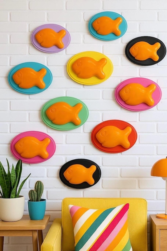 GOLD FISH CRACKER 3d resin wall art - Funny Resin Trophy Fish Sculptures | Playful Dopamine Decor | Kawaii Decor | Kitsch Decor | Retro Home