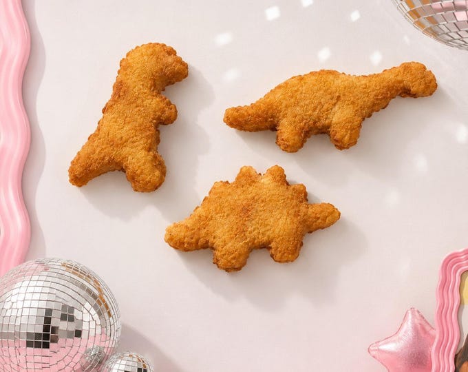 DINO NUGGET 3D Resin Wall Art – Set of 3 | Nostalgic 90s Food Sculptures | Dopamine Decor | Kawaii Decor| Kitsch Decor| Retro Wall Art