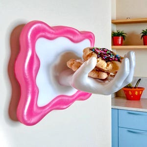 HAND HOLDING Sugar COOKIES 3d Resin wall art / 3D wall sculpture/ Sprinkle Cookies / Life Size/ weird art/ Pop Art/ Dopamine decor / kitschy