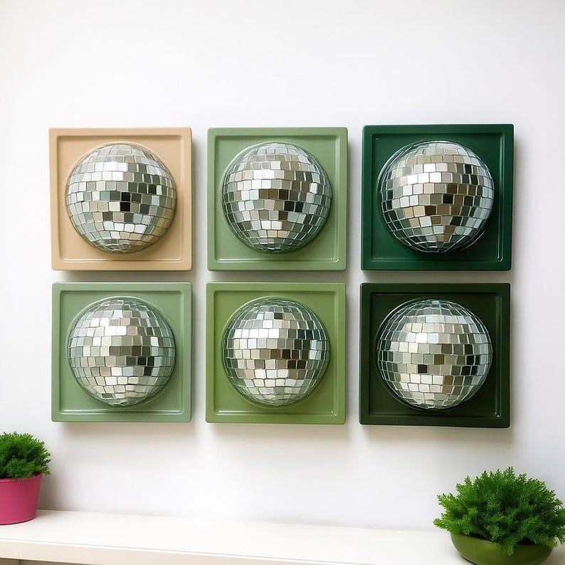 Disco ball 3d resin wall art / pop art sculpture/ mirror ball / disco ball/ silver disco ball/ dopamine decor/ electric disco/ custom kitsch image 3