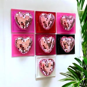 PINK HEART Disco ball 3d resin wall art / wall art/ mirror ball / disco ball/ wall sculpture / 3d/ Pink disco ball/ unique wall sculpture