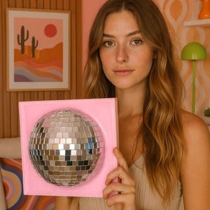 Disco ball 3d resin wall art / pop art sculpture/ mirror ball / disco ball/ silver disco ball/ dopamine decor/ electric disco/ custom kitsch image 4