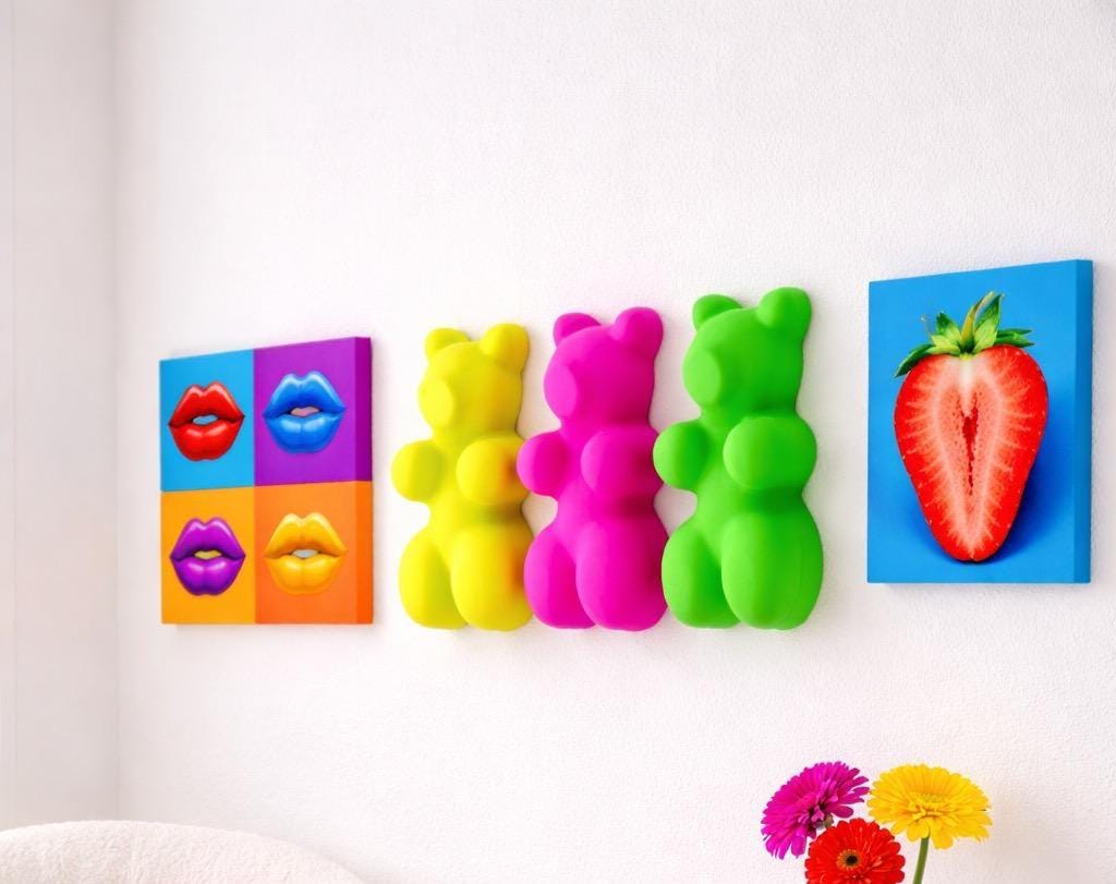 JUMBO 8" Neon GUMMY BEAR Wall Art| 3D Pop Art Sculpture| Fluorescent ...