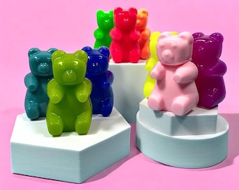 Gummy bear 3” wall mount or magnet figurine/ handmade resin sculpture/ giant gummy bear/ rainbow color/ custom color / kawaii / gummy worm