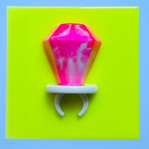 Jumbo RING POP 3D Resin Neon Yellow Pink Wall Art Sculpture/ fake candy/ fake food/ pop art/ Wall candy / lollipop art/ sucker art / 3D wall