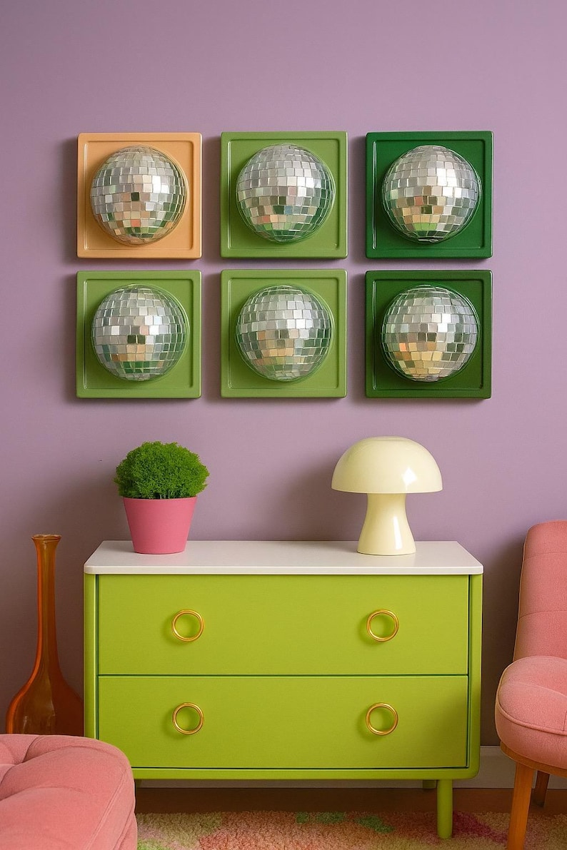 Disco ball 3d resin wall art / pop art sculpture/ mirror ball / disco ball/ silver disco ball/ dopamine decor/ electric disco/ custom kitsch image 2