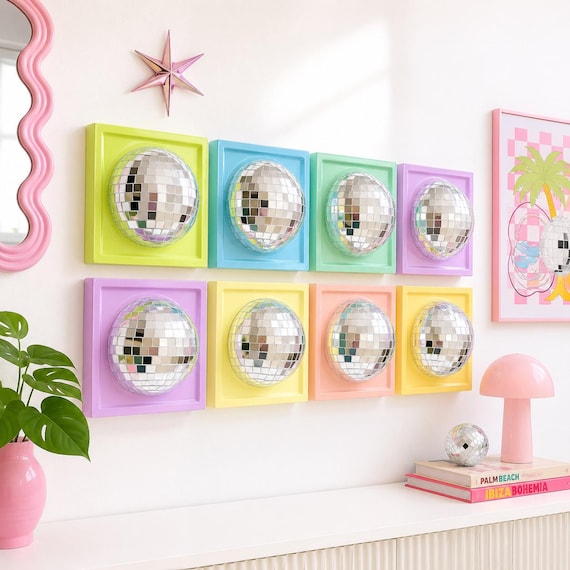 Disco ball 3d resin wall art/ mirror ball / dopamine decor/ wall sculpture / silver disco ball/ kawaii decor/ pop wall art/ kitschy decor