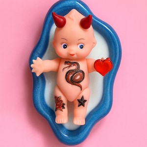 KEWPIE DEVIL Tattoo Doll 3D resin wall art / vintage doll /Large Kewpie / wall sculpture / tattoo art/ cupid kewpie/ dopamine decor/ kitsch