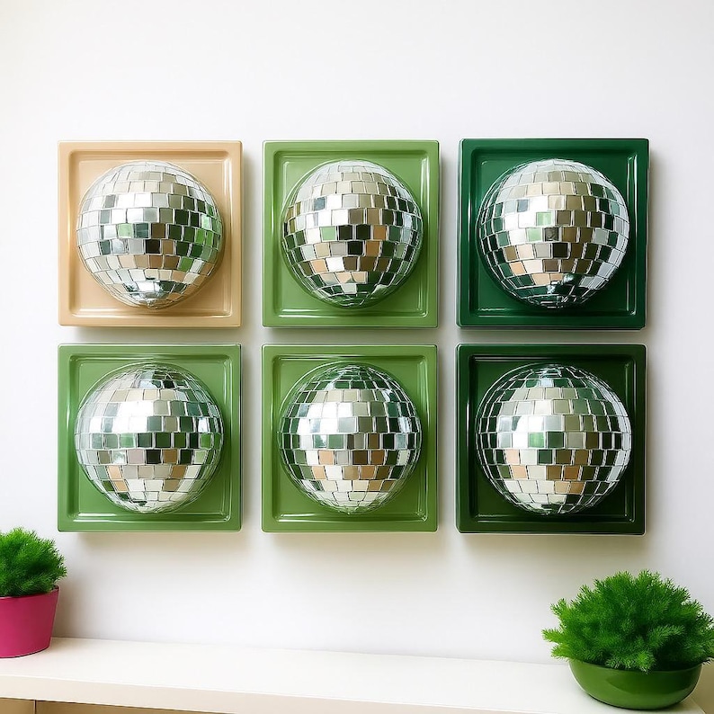 Disco ball 3d resin wall art / pop art sculpture/ mirror ball / disco ball/ silver disco ball/ dopamine decor/ electric disco/ custom kitsch image 1