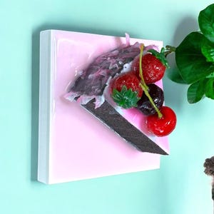 CAKE Chocolate Frosted 3D resin wall art / Realistic fake food / kawaii decor / wall cake / decorated cake / pop art/ dopamine decor