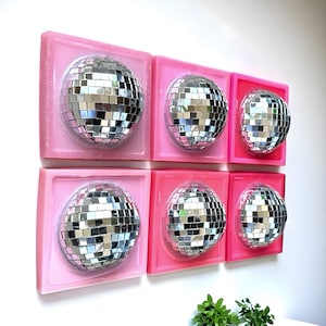 PINK Disco ball 3d resin wall art / mirror ball / disco ball/ wall sculpture / silver disco ball/ Pink decor/ pop wall art