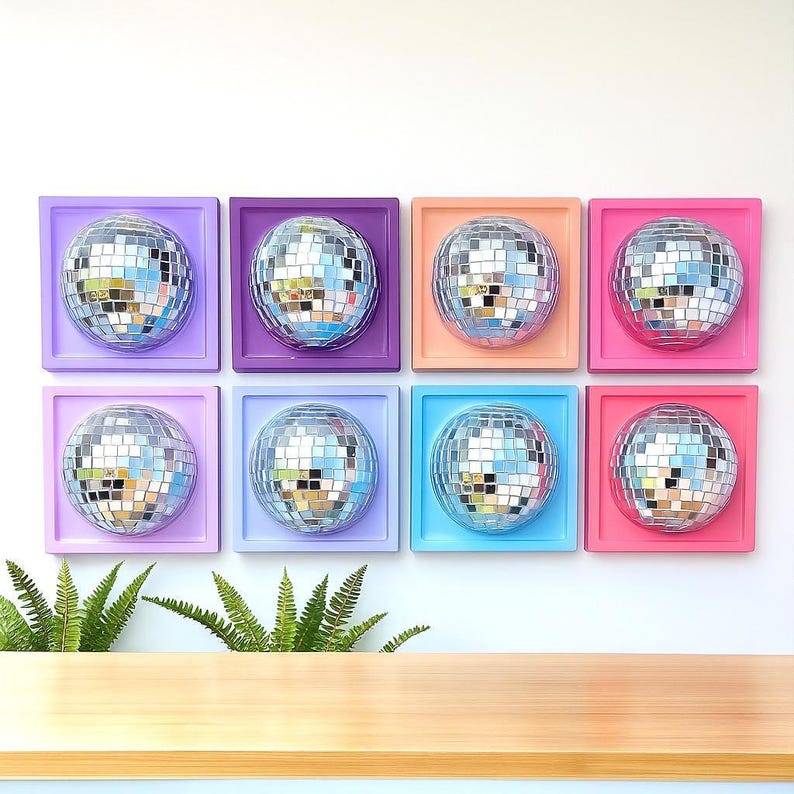 Disco ball 3d resin wall art / pop art sculpture/ mirror ball / disco ball/ silver disco ball/ dopamine decor/ electric disco/ custom kitsch image 6