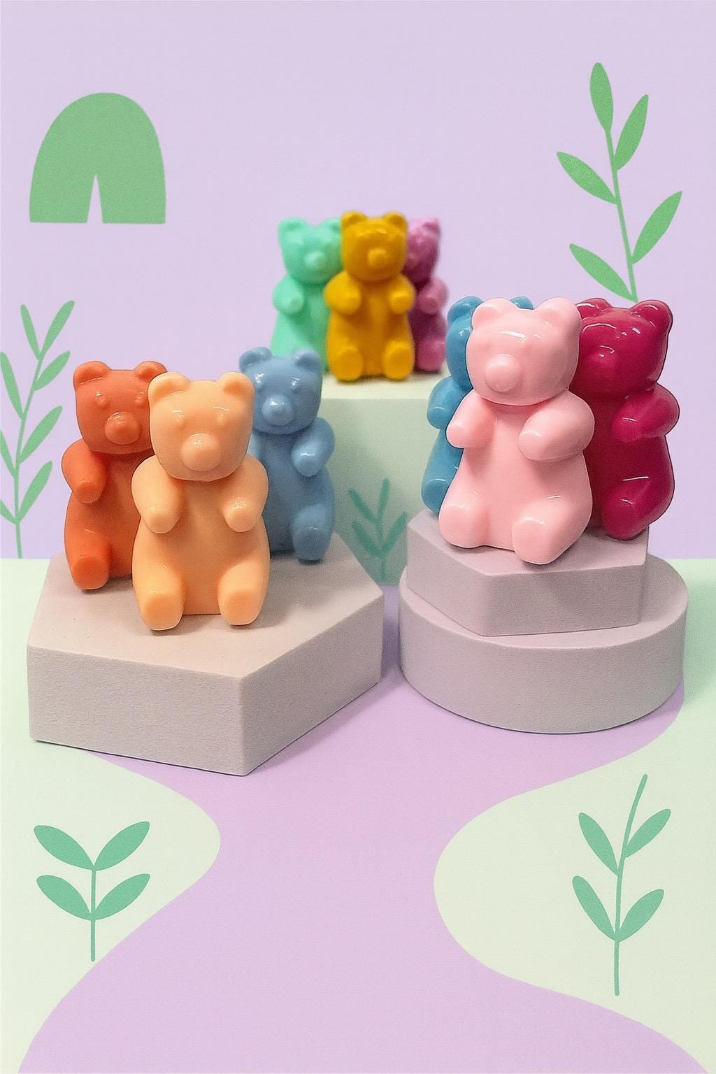 GUMMY BEAR wall mount or magnet figurine/ handmade resin sculpture/ giant 3" gummy bear/ rainbow color/ custom color/ kawaii/ dopamine decor