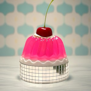 JELLY CAKE Disco Ball 3D resin sculpture art/ CuSTOM COLORS / Fake food art/Dopamine Decor / nostalgic/ Cherry art / Kitchen Decor / Kitschy