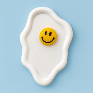 SMILEY FRIED EGG resin wall art – 3d pop art sculpture | kitsch decor| dopamine decor| funky kitchen wall hanging– 7.5&quot;x5.5&quot; | 90s nostalgia