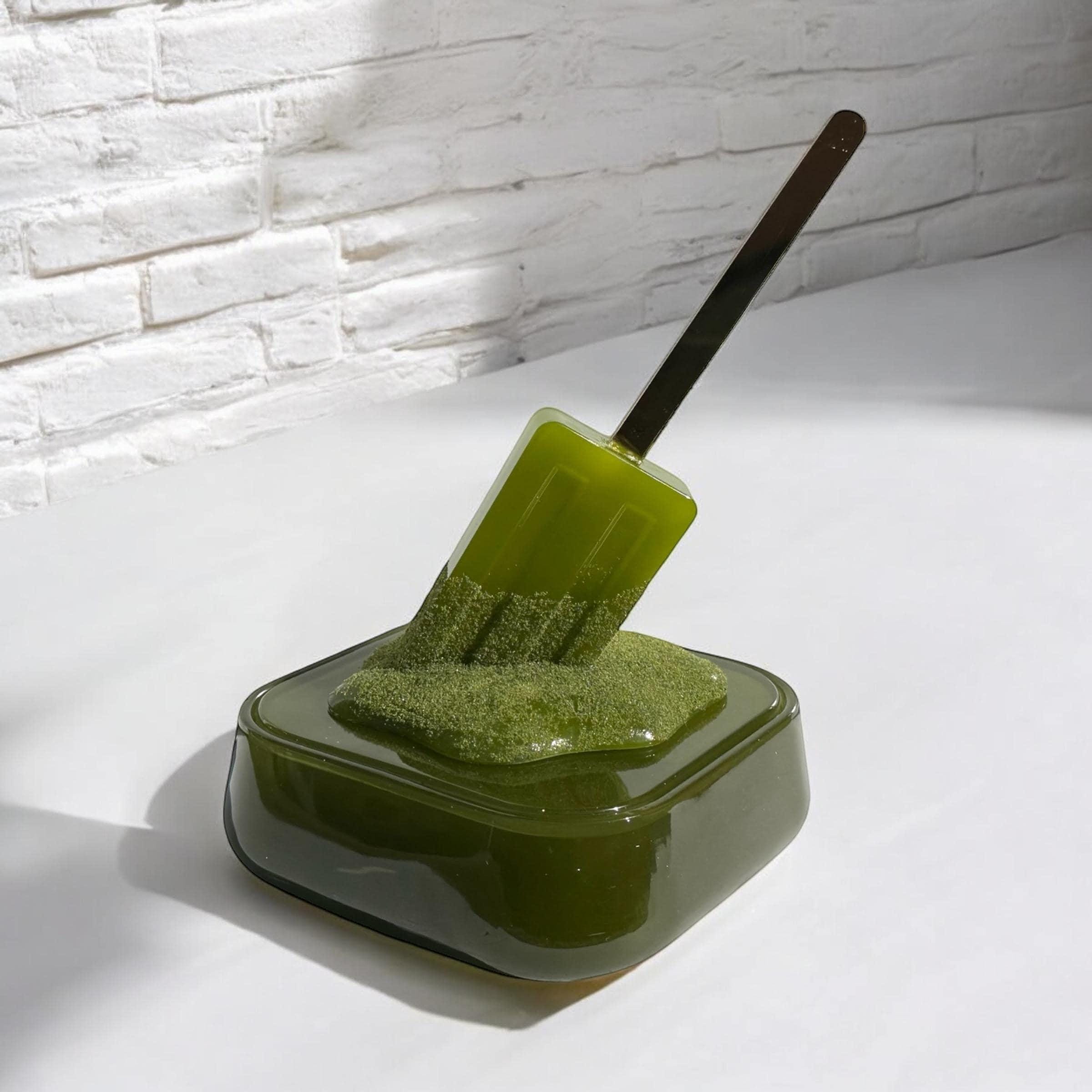 MELTING POPSICLE Moss large storage dish/ 3d resin art/ candy dish/ green box/  dripping popsicle/ jewelry box/ jewelry box/ snack dish/