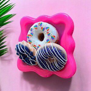 FROSTED RAINBOW Heart DONUTS 3D resin wall art/  fake donuts/  Doughnuts /Retro wall art / wall art/ Realistic fake food /nostalgic food