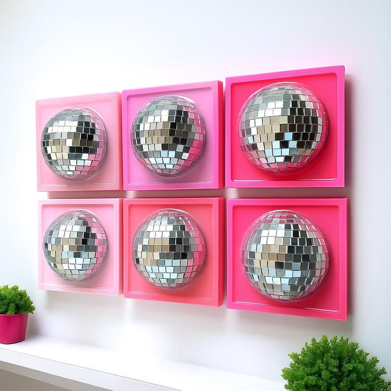 Disco ball 3d resin wall art / pop art sculpture/ mirror ball / disco ball/ silver disco ball/ dopamine decor/ electric disco/ custom kitsch image 9