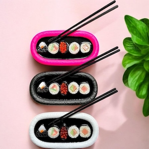 SUSHI wall art 3d fake food art / chopsticks / fake fish/ realistic fake food / rice / pop art/ japanese sushi tray/ dopamine decor / kawaii