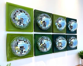 DISCO BALL 3d resin wall art / pop art sculpture/ mirror ball / disco ball/ Green decor / silver disco ball/  Island Luxe/ 70s decor