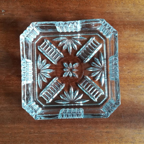 Cut Glass Ashtray Etsy