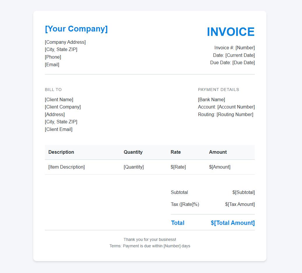 Customizable HTML Invoice Template Bundle – Modern Invoice Template ...