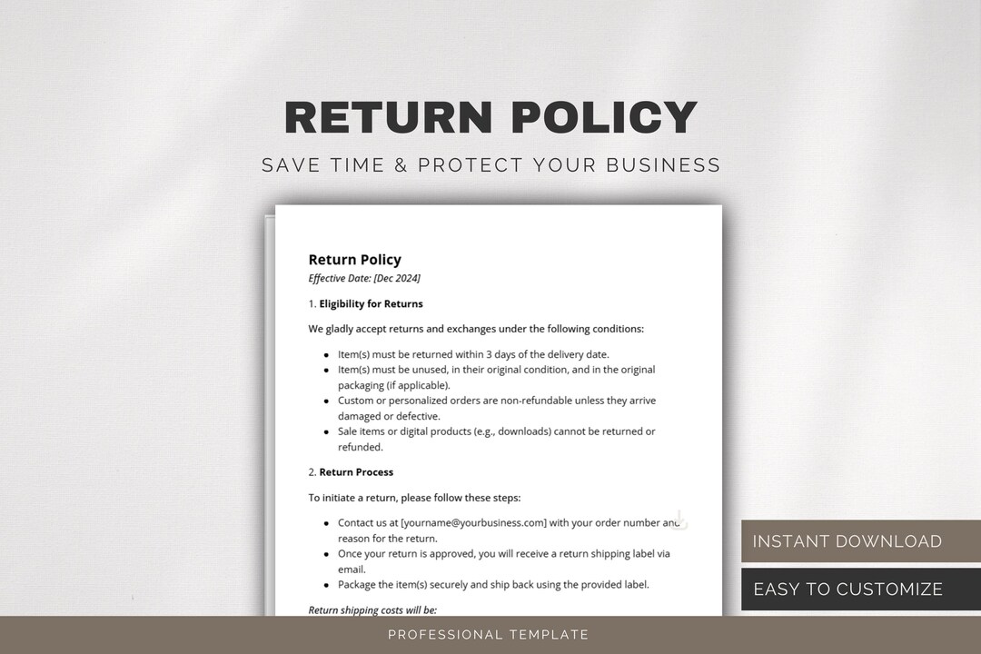 Customizable Return Policy Template | Professional & Easy to Use ...