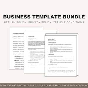 Customizable Small Business Template Bundle | Terms & Conditions, Privacy Policy, Return Policy | Google Docs |  Business Legal Templates