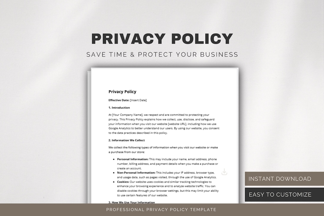 Customizable Privacy Policy Template Bundle - Includes Google Docs ...