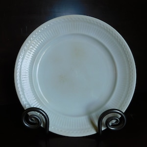 Antique White Ironstone Dinner Plate, Ribbed Chain Shape, Circa 1860, Farmhouse Decor, French Country, Vintage Dining, Vintage Kitchen