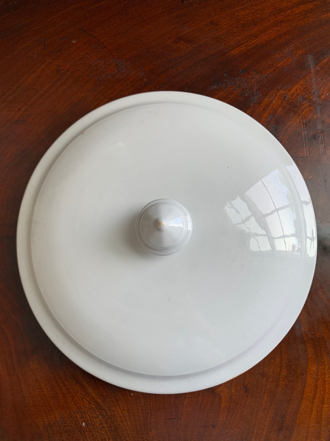 Antique White Ironstone Chamber Pot Lid Plain Shape Etsy