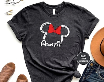 Camiseta de la tía ratoncita, camiseta de la tía de Disney, camisetas de Disney para la tía, camiseta de Disney para mujer, camiseta de Disneyworld, camiseta de la familia de Disney, cabeza de minnie