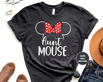 Camiseta de la tía ratón, camiseta de la tía de Disney, camisetas de Disney para la tía, camiseta de Disney para mujer, camiseta de Disneyworld, camiseta de la familia de Disney, cabeza de minnie